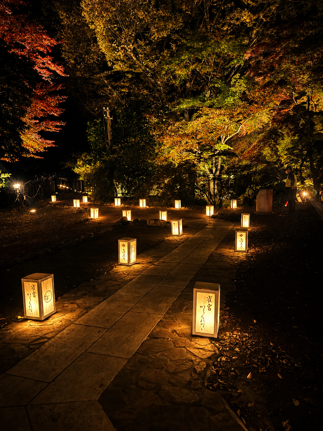 灯りと夜景の中で過ごす新郎新婦